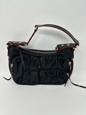 MZ WALLACE Black Nylon Leather Trim Women's Shoulder Bag